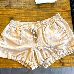 Lane Bryant tan tie front shorts